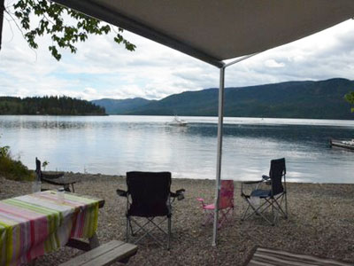 Waterfront sites offer great views at Birch Bay Resort on Francois Lake, BC
