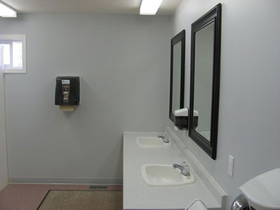 Private showers at Birch Bay Resort on Francois Lake, BC